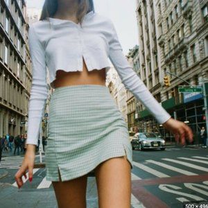 brandy melville green plaid cara mini skirt